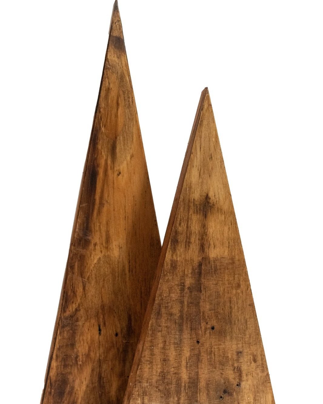 Set of two walnut-stained reclaimed wood trees